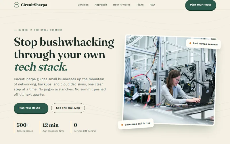 Screenshot of the CircuitSherpa website