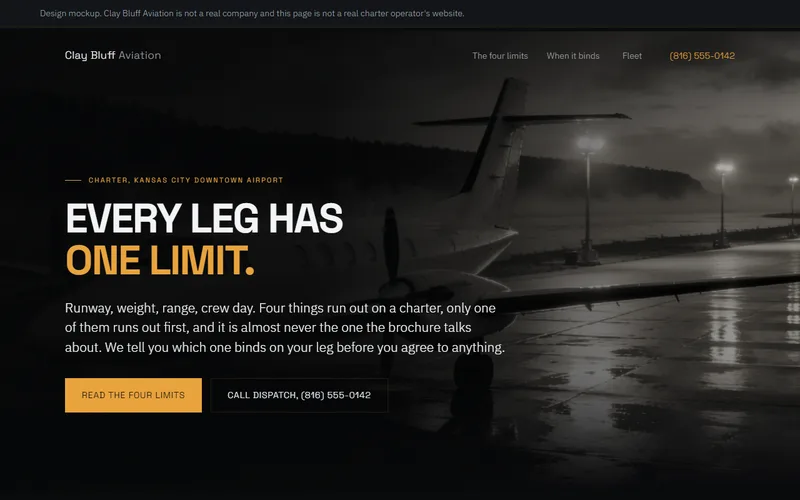 Screenshot of the Clay Bluff Aviation website