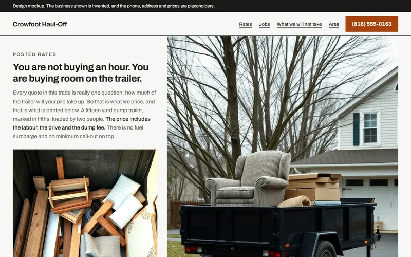 Screenshot of the Crowfoot Haul-Off website
