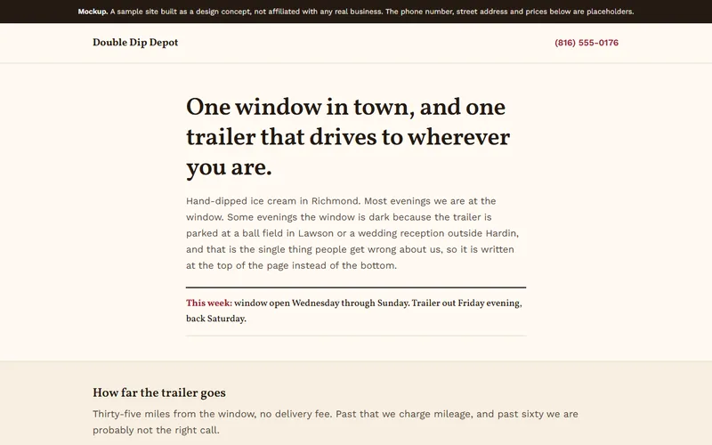 Screenshot of the Double Dip Depot website
