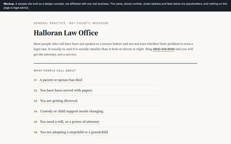 Screenshot of the Halloran Law Office website