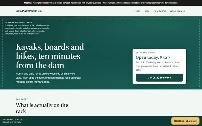 Screenshot of the Little Platte Paddle Co. website