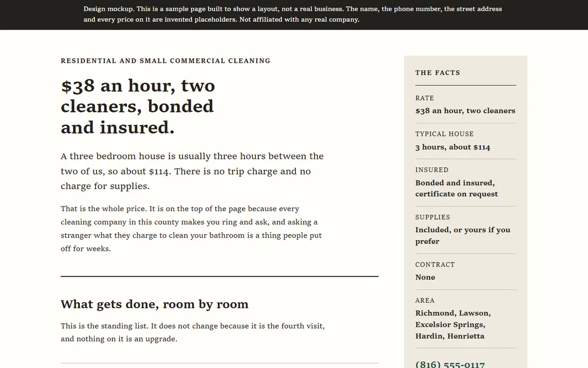 Screenshot of the Marlow & Sage Home Cleaning website