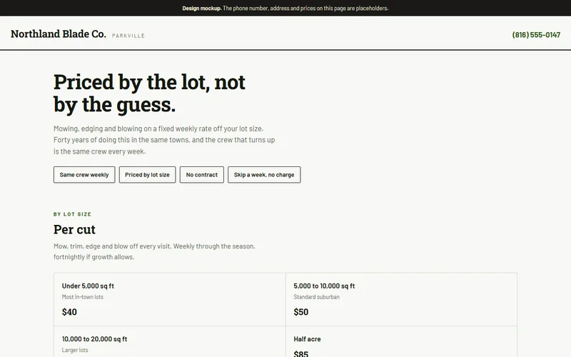 Screenshot of the Northland Blade Co. website