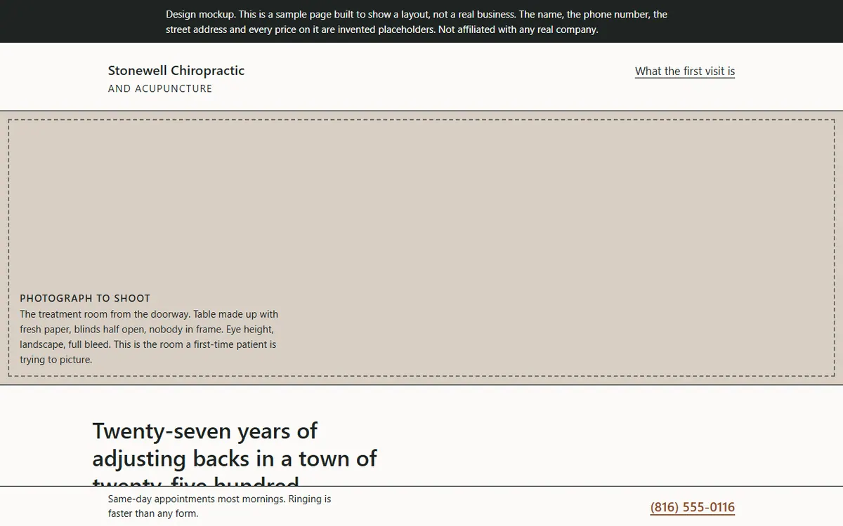 Screenshot of the Stonewell Chiropractic & Acupuncture website