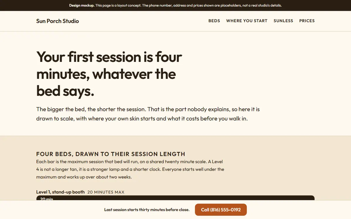 Screenshot of the Sun Porch Studio website