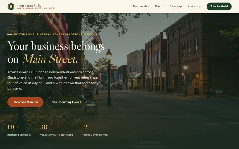 Screenshot of the Town Square Guild website