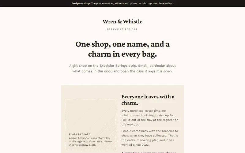 Screenshot of the Wren & Whistle website
