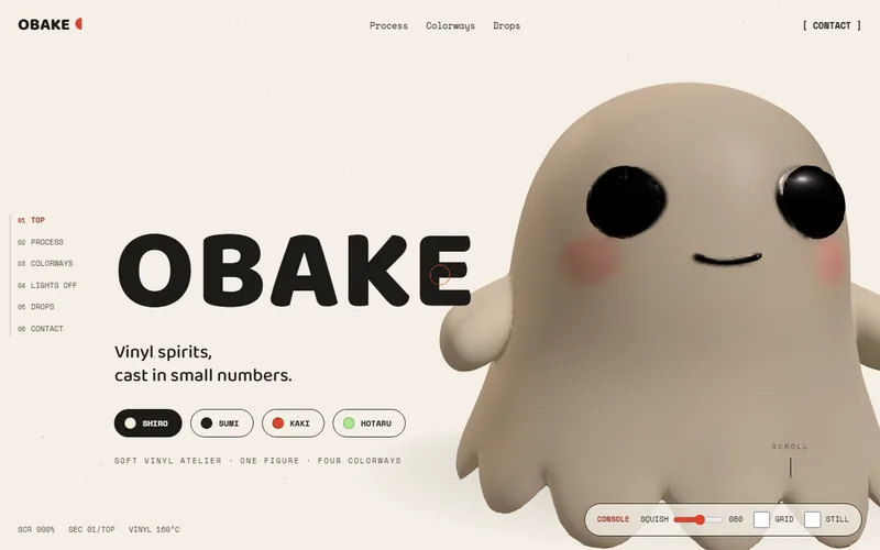 Screenshot of the OBAKE website