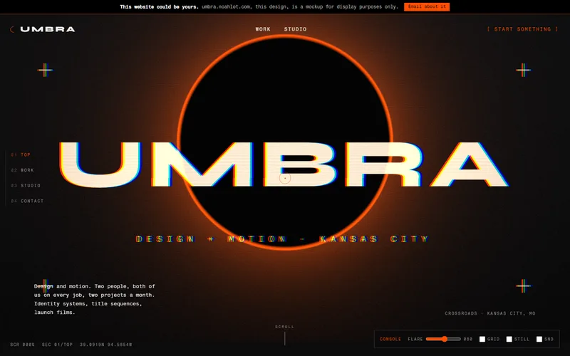 Screenshot of the Umbra Studio website