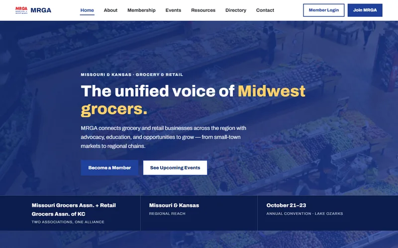 Screenshot of the Midwest Retail & Grocery Alliance website